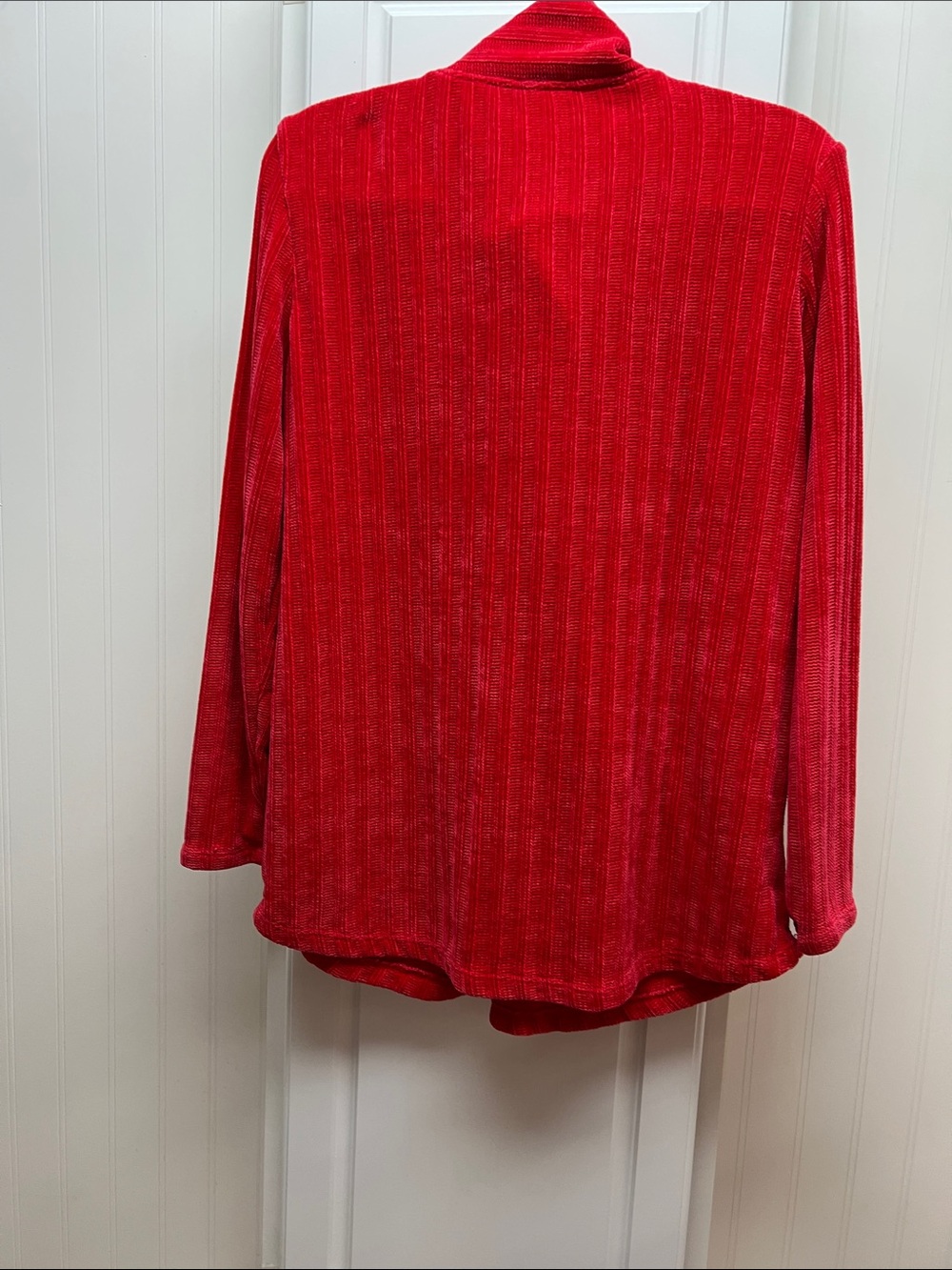 Ruby Rd. Bright Red Ribbed Button-Front Pullover - Picture 4 of 6